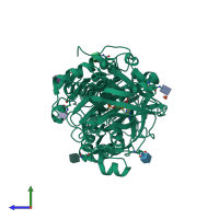 PDB entry 8jm5 coloured by chain, side view.