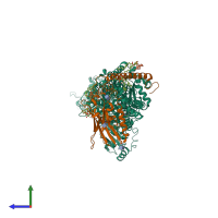 Hetero dimeric assembly 1 of PDB entry 8jmn coloured by chemically distinct molecules, side view.