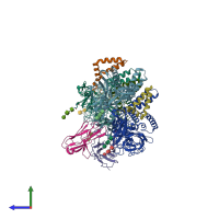 PDB entry 8jn2 coloured by chain, side view.