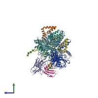 PDB entry 8jn4 coloured by chain, side view.