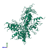 PDB entry 8jq1 coloured by chain, ensemble of 20 models, side view.