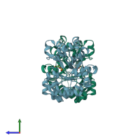 PDB entry 8jqf coloured by chain, side view.