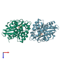 PDB entry 8jqf coloured by chain, top view.