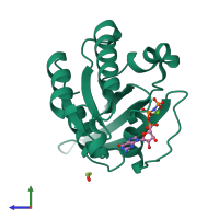 PDB entry 8jqu coloured by chain, side view.