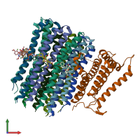 PDB entry 8jr1 coloured by chain, front view.