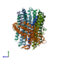 PDB entry 8jr1 coloured by chain, side view.