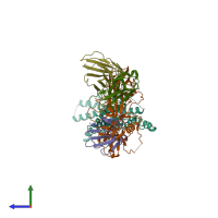 PDB entry 8jru coloured by chain, side view.