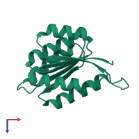 PDB entry 8ju8 coloured by chain, top view.