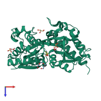 PDB entry 8jv1 coloured by chain, top view.