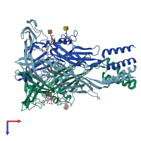 PDB entry 8jv7 coloured by chain, top view.