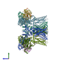 PDB entry 8jvj coloured by chain, side view.