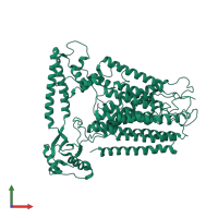 PDB entry 8k0b coloured by chain, front view.