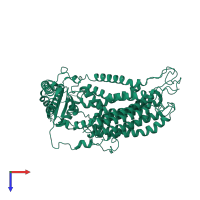 Calcium permeable stress-gated cation channel 1 in PDB entry 8k0b, assembly 1, top view.