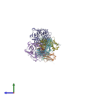 PDB entry 8k0d coloured by chain, side view.