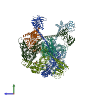PDB entry 8k3y coloured by chain, side view.