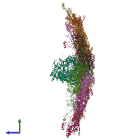 PDB entry 8k43 coloured by chain, side view.