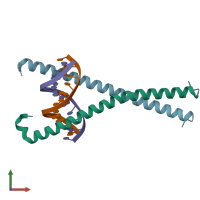 PDB entry 8k86 coloured by chain, front view.