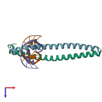 PDB entry 8k86 coloured by chain, top view.