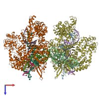 PDB entry 8kah coloured by chain, top view.