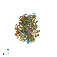 PDB entry 8kak coloured by chain, side view.