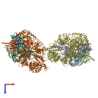 PDB entry 8kak coloured by chain, top view.