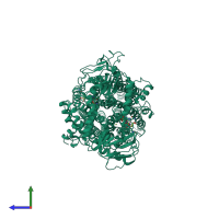 Monomeric assembly 1 of PDB entry 8kci coloured by chemically distinct molecules, side view.