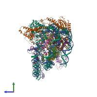PDB entry 8kd3 coloured by chain, side view.
