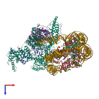 Hetero 16-meric assembly 1 of PDB entry 8kd4 coloured by chemically distinct molecules, top view.