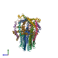 PDB entry 8khf coloured by chain, side view.