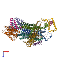PDB entry 8khf coloured by chain, top view.