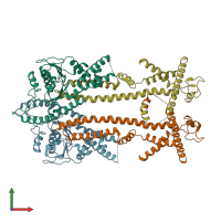 PDB entry 8odu coloured by chain, front view.