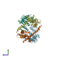 PDB entry 8odu coloured by chain, side view.