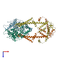PDB entry 8odu coloured by chain, top view.