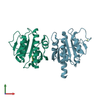 PDB entry 8ogv coloured by chain, front view.