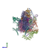 PDB entry 8oip coloured by chain, side view.