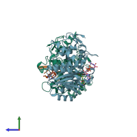 PDB entry 8oiv coloured by chain, side view.