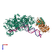 PDB entry 8oj6 coloured by chain, top view.