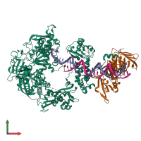 PDB entry 8oja coloured by chain, front view.