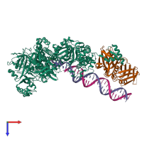 PDB entry 8oja coloured by chain, top view.