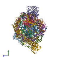 PDB entry 8oo7 coloured by chain, side view.