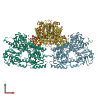 PDB entry 8opx coloured by chain, front view.