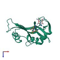 PDB entry 8oqc coloured by chain, top view.