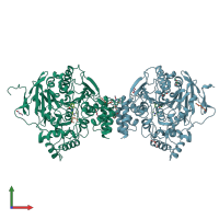 PDB entry 8orc coloured by chain, front view.