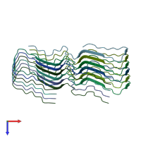 PDB entry 8ot4 coloured by chain, top view.