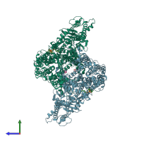 PDB entry 8otq coloured by chain, side view.