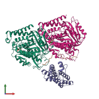 PDB entry 8ou0 coloured by chain, front view.