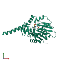 Monomeric assembly 2 of PDB entry 8owx coloured by chemically distinct molecules, front view.