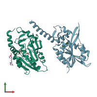 PDB entry 8owx coloured by chain, front view.