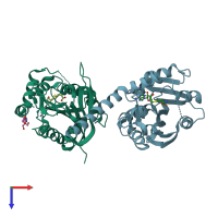 PDB entry 8owx coloured by chain, top view.