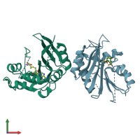 PDB entry 8owy coloured by chain, front view.